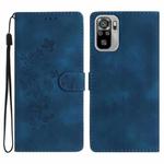 For Xiaomi Redmi Note 10 4G / Note 10S Flower Butterfly Embossing Pattern Leather Phone Case(Blue)
