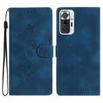 For Xiaomi Redmi Note 10 Pro / 10 Pro Max Flower Butterfly Embossing Pattern Leather Phone Case(Blue)
