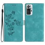 For Xiaomi Redmi Note 10 Pro / 10 Pro Max Flower Butterfly Embossing Pattern Leather Phone Case(Sky Blue)