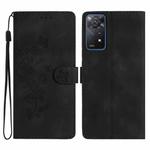 For Xiaomi Redmi Note 11 Pro 5G Global Flower Butterfly Embossing Pattern Leather Phone Case(Black)