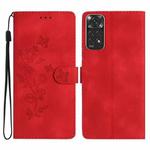 For Xiaomi Redmi Note 11 4G Global / Note 11S Flower Butterfly Embossing Pattern Leather Phone Case(Red)