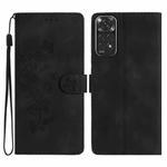 For Xiaomi Redmi Note 11 4G Global / Note 11S Flower Butterfly Embossing Pattern Leather Phone Case(Black)
