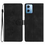 For Xiaomi Redmi Note 12 5G Flower Butterfly Embossing Pattern Leather Phone Case(Black)