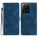 For Xiaomi 13T Flower Butterfly Embossing Pattern Leather Phone Case(Blue)