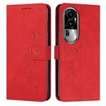 For OPPO Reno10 Pro+ Skin Feel Heart Pattern Leather Phone Case(Red)