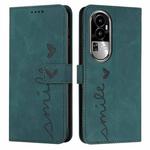 For OPPO Reno10 Pro+ Skin Feel Heart Pattern Leather Phone Case(Green)