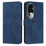 For OPPO Reno10 Pro Skin Feel Heart Pattern Leather Phone Case(Blue)