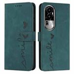 For OPPO Reno10 Pro Skin Feel Heart Pattern Leather Phone Case(Green)