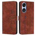 For OPPO A1 5G/A98/F23 5G Skin Feel Heart Pattern Leather Phone Case(Brown)