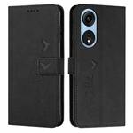 For OPPO A1 5G/A98/F23 5G Skin Feel Heart Pattern Leather Phone Case(Black)
