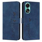For OPPO A58 4G Skin Feel Heart Pattern Leather Phone Case(Blue)