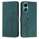 For OPPO A58 4G Skin Feel Heart Pattern Leather Phone Case(Green)