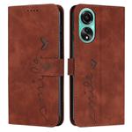 For OPPO A78 4G Skin Feel Heart Pattern Leather Phone Case(Brown)