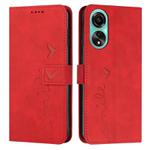 For OPPO A78 4G Skin Feel Heart Pattern Leather Phone Case(Red)