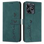 For Realme C53/Narzo N53 Skin Feel Heart Pattern Leather Phone Case(Green)