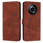 For Realme 11 Pro/11 Pro+ Skin Feel Heart Pattern Leather Phone Case(Brown)