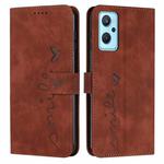 For Realme 9i 5G/V20 5G/V30t/V30 Skin Feel Heart Pattern Leather Phone Case(Brown)