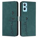 For Realme 9i 5G/V20 5G/V30t/V30 Skin Feel Heart Pattern Leather Phone Case(Green)