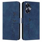 For Realme C55 Skin Feel Heart Pattern Leather Phone Case(Blue)