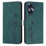 For Realme C55 Skin Feel Heart Pattern Leather Phone Case(Green)