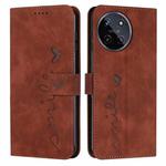 For Realme 11 4G Global Skin Feel Heart Pattern Leather Phone Case(Brown)