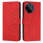 For Realme 11 4G Global Skin Feel Heart Pattern Leather Phone Case(Red)