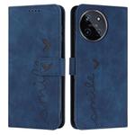 For Realme 11 4G Global Skin Feel Heart Pattern Leather Phone Case(Blue)