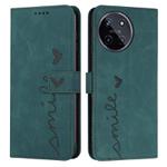 For Realme 11 4G Global Skin Feel Heart Pattern Leather Phone Case(Green)