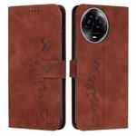 For Realme 11 5G Global/11x Skin Feel Heart Pattern Leather Phone Case(Brown)