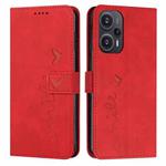 For Xiaomi Redmi Note 12 Turbo/Poco F5 Skin Feel Heart Pattern Leather Phone Case(Red)