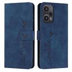 For Xiaomi Redmi Note 12 Turbo/Poco F5 Skin Feel Heart Pattern Leather Phone Case(Blue)