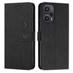 For Xiaomi Redmi Note 12 Turbo/Poco F5 Skin Feel Heart Pattern Leather Phone Case(Black)