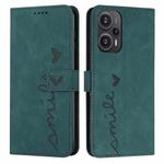 For Xiaomi Redmi Note 12 Turbo/Poco F5 Skin Feel Heart Pattern Leather Phone Case(Green)