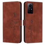 For Xiaomi Redmi Note 12S 4G Global Skin Feel Heart Pattern Leather Phone Case(Brown)