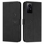 For Xiaomi Redmi Note 12S 4G Global Skin Feel Heart Pattern Leather Phone Case(Black)