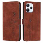 For Xiaomi Redmi 12 4G Skin Feel Heart Pattern Leather Phone Case(Brown)