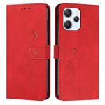 For Xiaomi Redmi 12 4G Skin Feel Heart Pattern Leather Phone Case(Red)