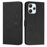 For Xiaomi Redmi 12 4G Skin Feel Heart Pattern Leather Phone Case(Black)