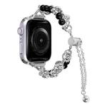 For Apple Watch 3 38mm Pearl Bracelet Metal Watch Band(Silver Black)