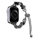 For Apple Watch 38mm Pearl Bracelet Metal Watch Band(Black)