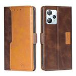 For Blackview A53 / A53 Pro Contrast Color Side Buckle Leather Phone Case(Dark Brown + Gold)