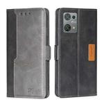For Blackview Oscal C30 Contrast Color Side Buckle Leather Phone Case(Black + Grey)