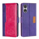 For CUBOT P60 Contrast Color Side Buckle Leather Phone Case(Purple + Rose Red)