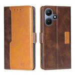 For Infinix Hot 30i 4G Contrast Color Side Buckle Leather Phone Case(Dark Brown + Gold)