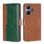 For Infinix Hot 30i 4G Contrast Color Side Buckle Leather Phone Case(Light Brown + Green)