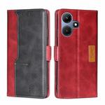 For Infinix Hot 30i 4G Contrast Color Side Buckle Leather Phone Case(Red + Black)