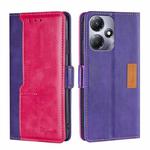 For Infinix Hot 30 Play 4G Contrast Color Side Buckle Leather Phone Case(Purple + Rose Red)