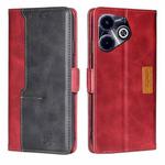 For Infinix Hot 40i Contrast Color Side Buckle Leather Phone Case(Red + Black)
