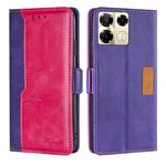 For Infinix Note 40 Pro 5G Contrast Color Side Buckle Leather Phone Case(Purple + Rose Red)
