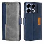 For Infinix Note 40 4G Contrast Color Side Buckle Leather Phone Case(Blue + Grey)